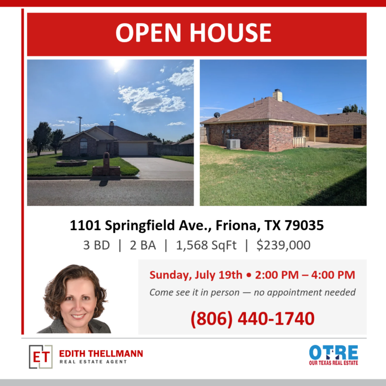 Open House Invitation | 1101 Springfield Ave. | Friona, TX 79035